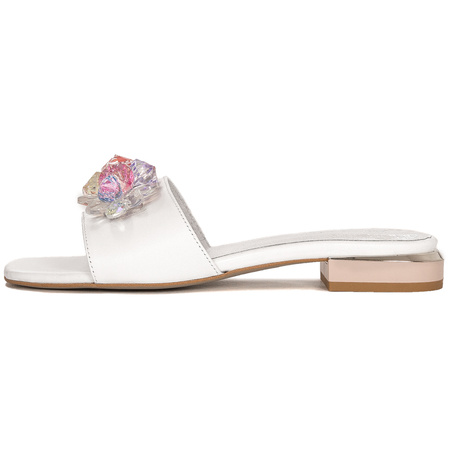 Maciejka White Women's Leather Slides