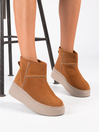 Maciejka Velour Boots with Faux Shearling Lining Russet 06257-29/00-4