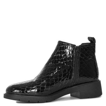 Maciejka Leather Ankle Boots Patent Snake-Embossed Black P7219-01/00-7