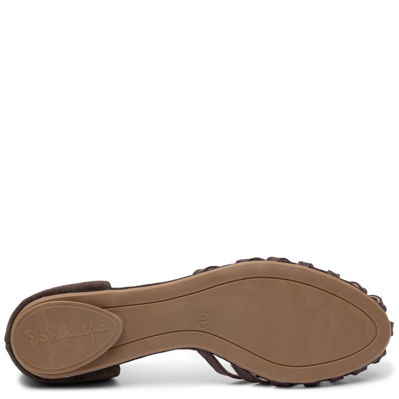 Maciejka Openwork Leather Flat Women's Sandals Chocolate Brown 07546-02/00-1
