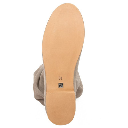 Maciejka Velour Leather Knee-High Boots Beige 05057-04/00-6