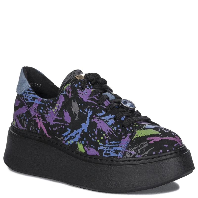 Maciejka Women’s Nubuck Platform Sneakers — Round Toe — Purple 06191-05/00-8
