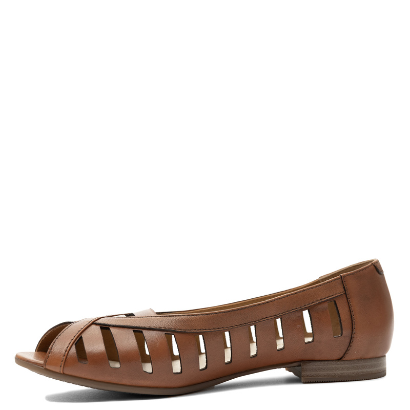 Maciejka Leather Ballet Flats Cutout Peep-Toe Brown P7540-29/00-1