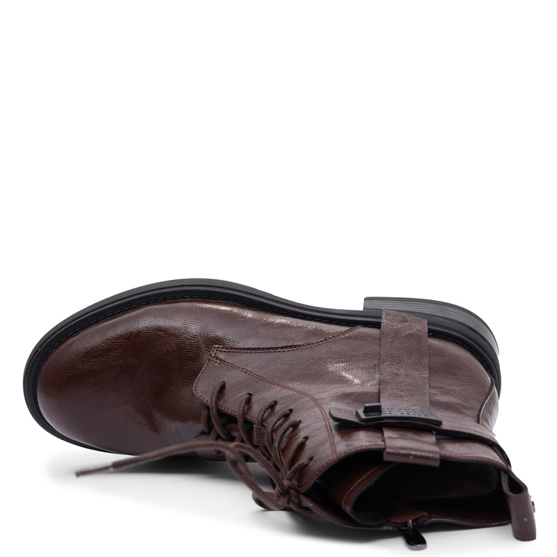 Maciejka Lace-Up Ankle Boots Decorative Strap Dark Brown N3113-02/00-8