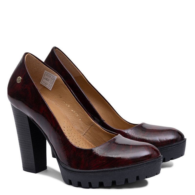 Maciejka Premium Leather Platform Block Heel Pumps Red 2629W-14/00-1