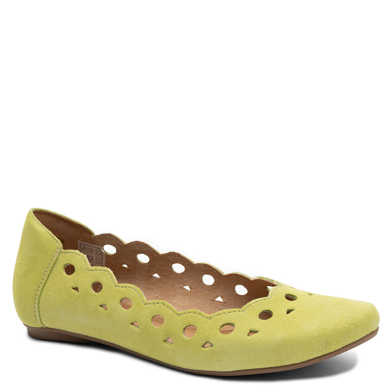 Maciejka leather ballerinas laser-cut almond toe green 01299-09/00-5