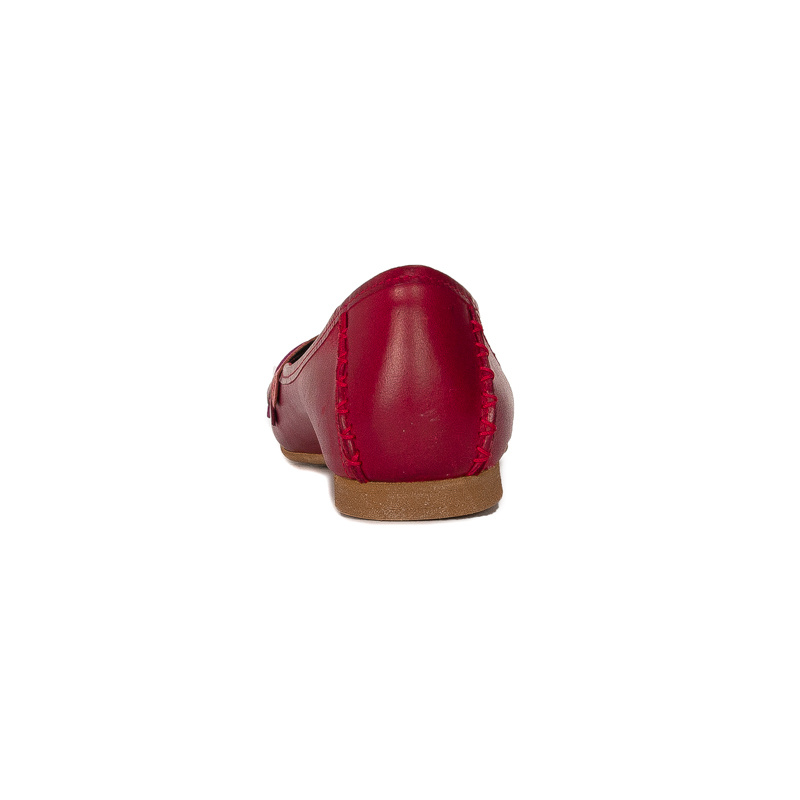 Maciejka Baleriny Damskie Skórzane Red