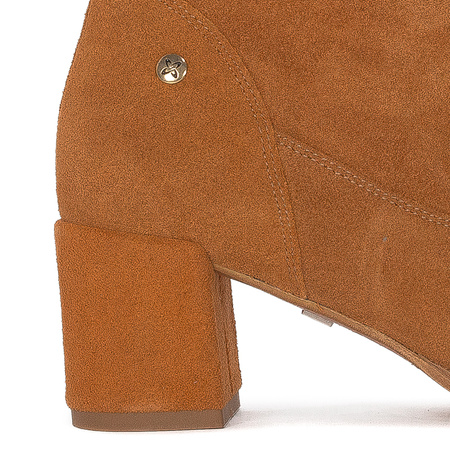 Maciejka Suede Slouch Ankle Boots Block Heel Cognac Brown 06005-29/00-6