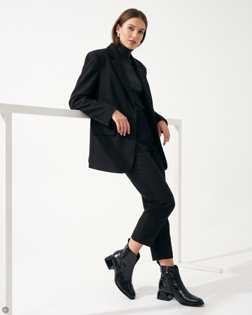Maciejka Leather Ankle Boots Pointed Toe Geometric Block Heel Black K7675-01/00-7