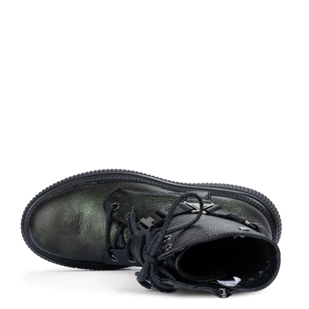 Maciejka Grain Leather Boots on Platform Iridescent Green 07092-09-00-8