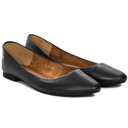 Maciejka Leather Ballerina Flats Low Heel Black 04100-01/00-8