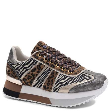 Maciejka Leather Sneakers Animal Print Silver Details M7356-25/00-7