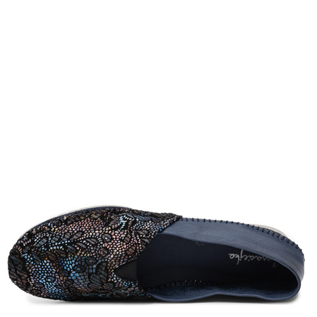 Maciejka Leather Artistic Patterned Low Shoes Navy Blue 1930W-11/00-0