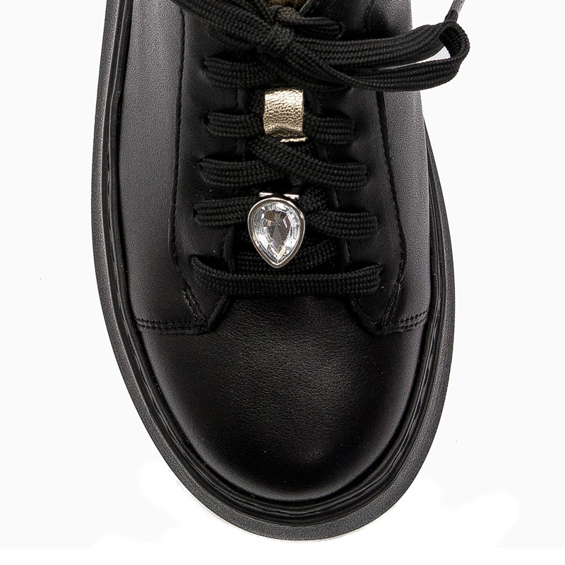 Maciejka Women's Black Genuine Leather Platform Sneakers 06191-01/00-8