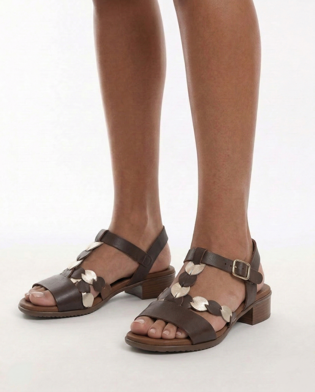 Maciejka Leather Women's Sandals With Decorative Detail Brown E7394-02/00-1