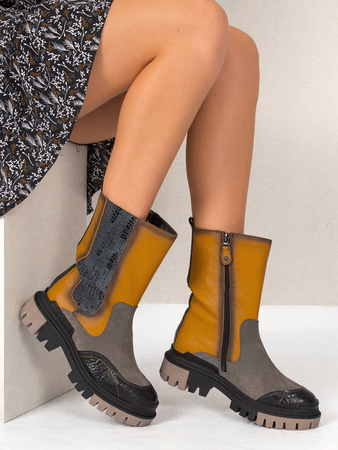 Maciejka Yellow Grey Boots 05141-07/00-7