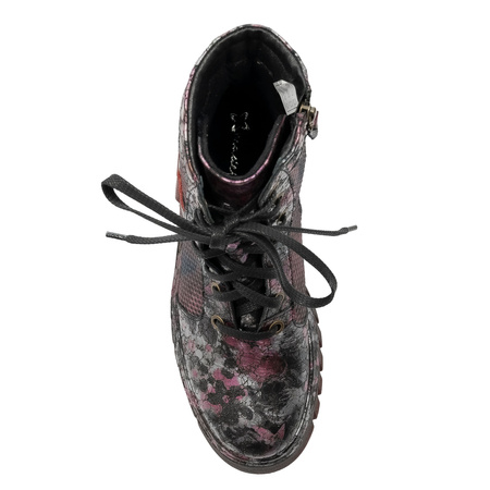 Maciejka Ankle Boots Mesh Panels Chunky Platform Burgundy-Silver-Black 07072-23/00-8