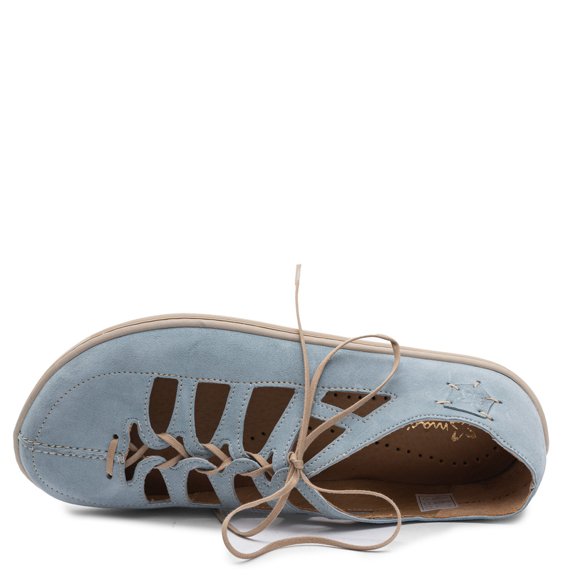Maciejka Suede Openwork Women's Lace-up Shoes Light Blue 06835-06/00-1