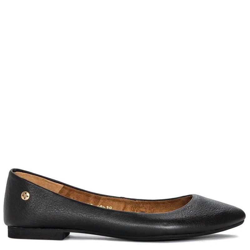 Maciejka Leather Ballerina Flats Low Heel Black 04100-01/00-8