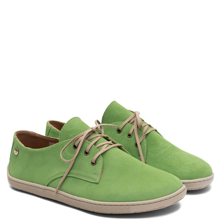 Maciejka Skórzane Półbuty BAREFOOT Zamszowe Zielone 06900-09/00-1