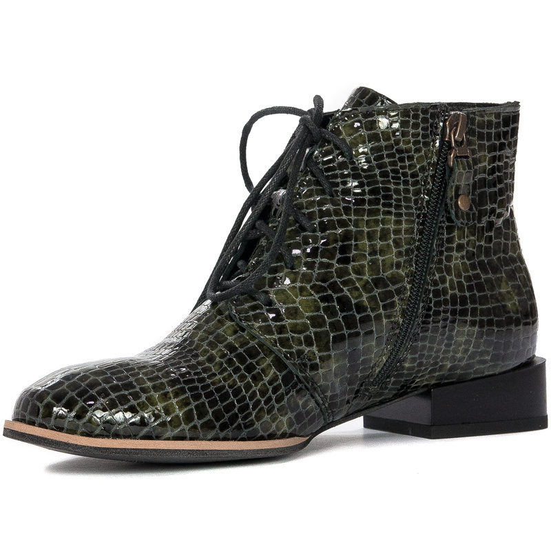 Maciejka Green Leather women's Boots 5743C-09/00-7