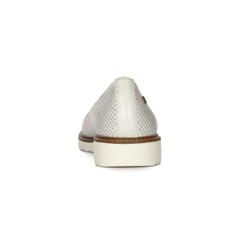 Maciejka White Leather Flat Shoes P6509-11/00-1