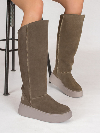 Maciejka Dirty Beige leather Knee-High Boots