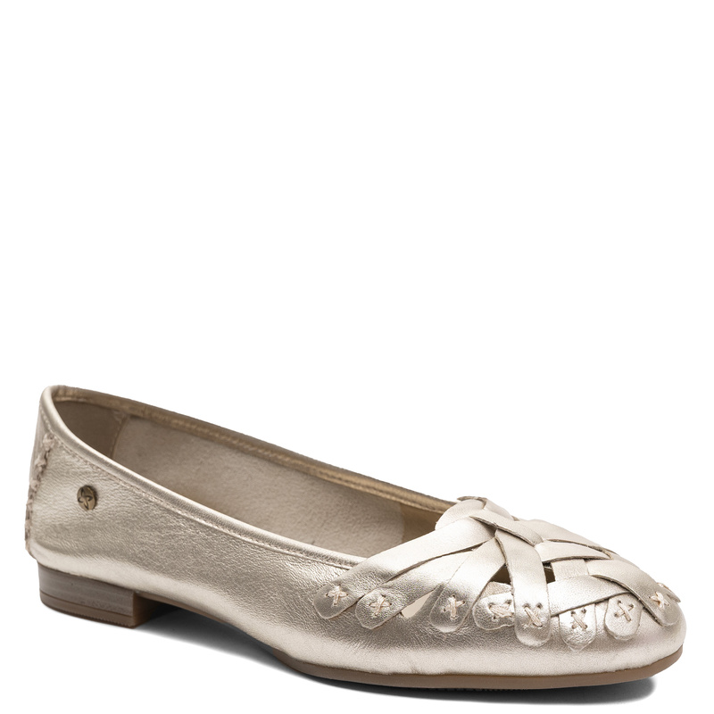 Maciejka Leather Ballerinas Openwork Flat Metallic Gold P7542-41/00-0
