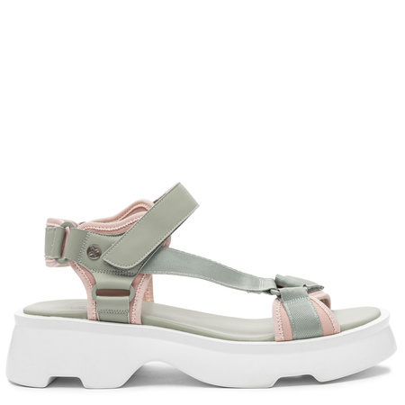 Maciejka Leather Velcro Platform Sandals Green And Pink K7433-29/00-7