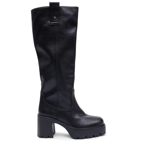 Maciejka Women’s Natural Leather Knee-High Boots Black 8 cm Heel K7693-01/00-7
