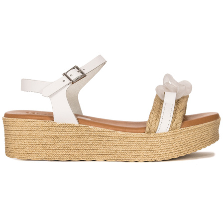 Maciejka white leather women's espadrilles sandals