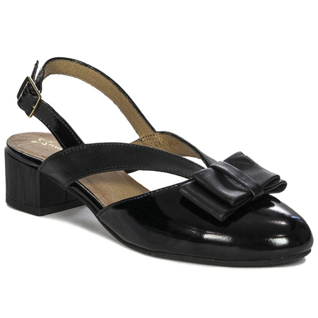 Maciejka Leather Black Pattented Women's Sandals 06487-01/00-1