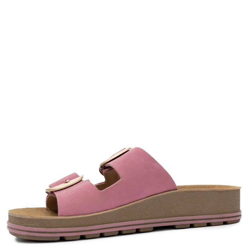 Maciejka Leather Slides Adjustable Platform Pink P7537-15/00-5