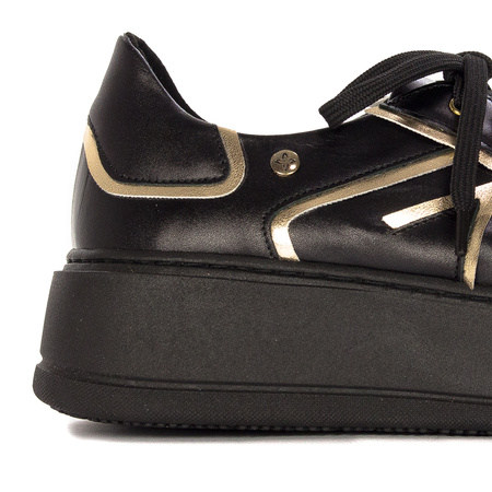 Woman's Sneakers Black and Gold Leather 06197-01/00-8