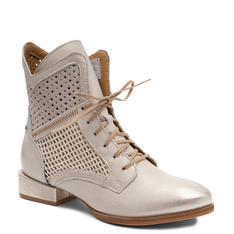 Maciejka Leather Ankle Boots Perforated Airy Gold 07322-25/00-1