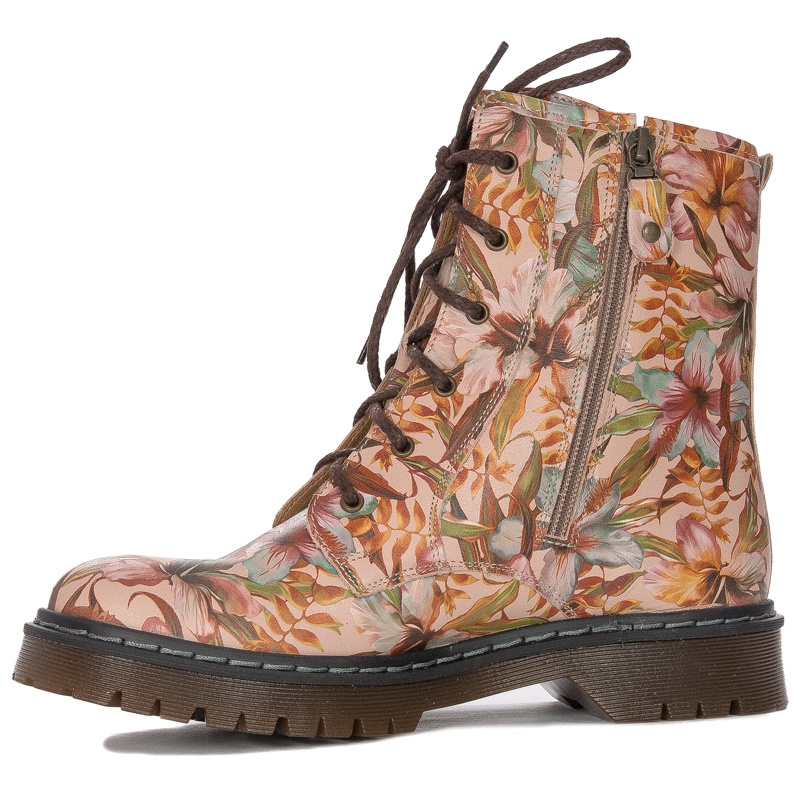 Maciejka Pink + Flowers Lace-up Boots 01609-15/00-6