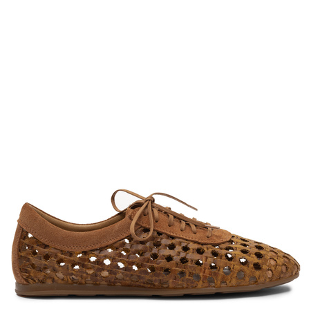 Maciejka Perforated Leather Lace-Up Flats Brown 07328-29/00-1