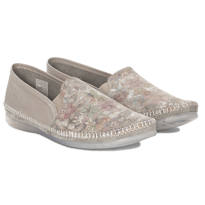 Maciejka Leather Loafers Decorative Stitching Beige T3512-73/00-0