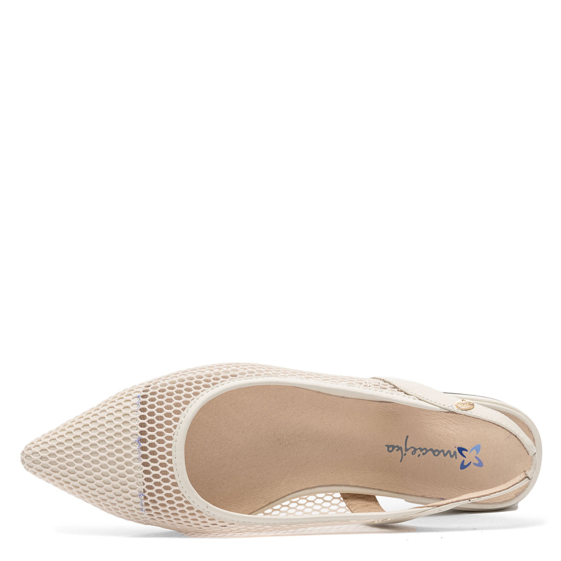 Maciejka Ażurowe Czółenka Slingback Beżowe K7525-22/00-1