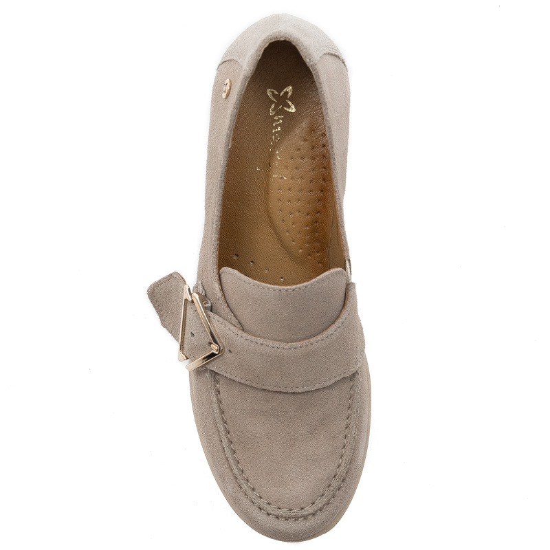 Maciejka Dark Beige Suede Leather Flat Shoes 05829-10/00-1