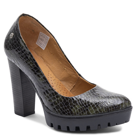 Maciejka Leather Pumps Snake Print Green 2629W-10/00-1