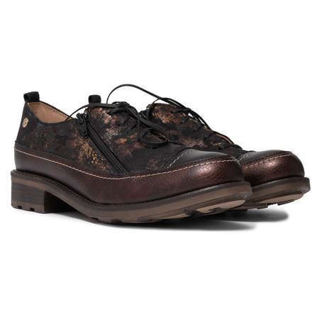 Maciejka Leather Lace-Up Shoes with Dual Zippers Textured Brown 07056-02-00-1