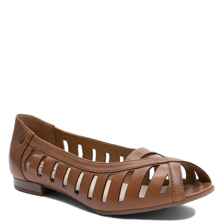 Maciejka Leather Ballet Flats Cutout Peep-Toe Brown P7540-29/00-1