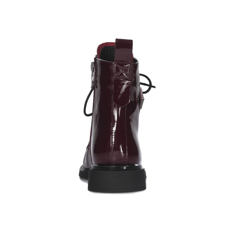 Maciejka Women’s Ankle Boots Patent Leather Lace-Up Burgundy N3131-23/00-8