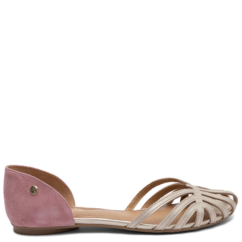 Maciejka Multicolored Pink Openwork Leather Sandals 07546-15/00-1