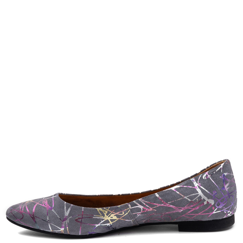 Maciejka Leather Ballerinas Artistic Graffiti Pattern Grey 4100W-12/00-8