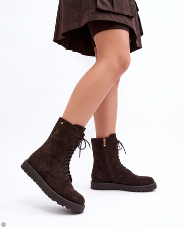 Maciejka Women's Suede Lace-Up Ankle Boots Deep Chocolate K7807-02/00-7