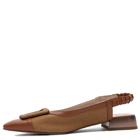 Maciejka Leather Slingback Pointed-Toe Low-Heel Brown K7466-29/00-1