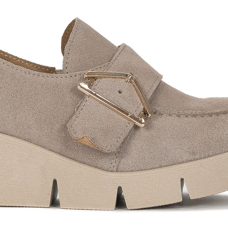 Maciejka Dark Beige Suede Leather Flat Shoes 05829-10/00-1