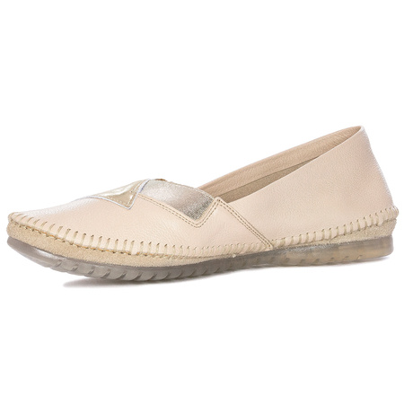 Maciejka Beige Women's Leather Ballerina Shoes